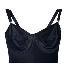 Vintage Slip Dress Womens 38D Lingerie Sweetheart Neck Underwire Bodycon Black